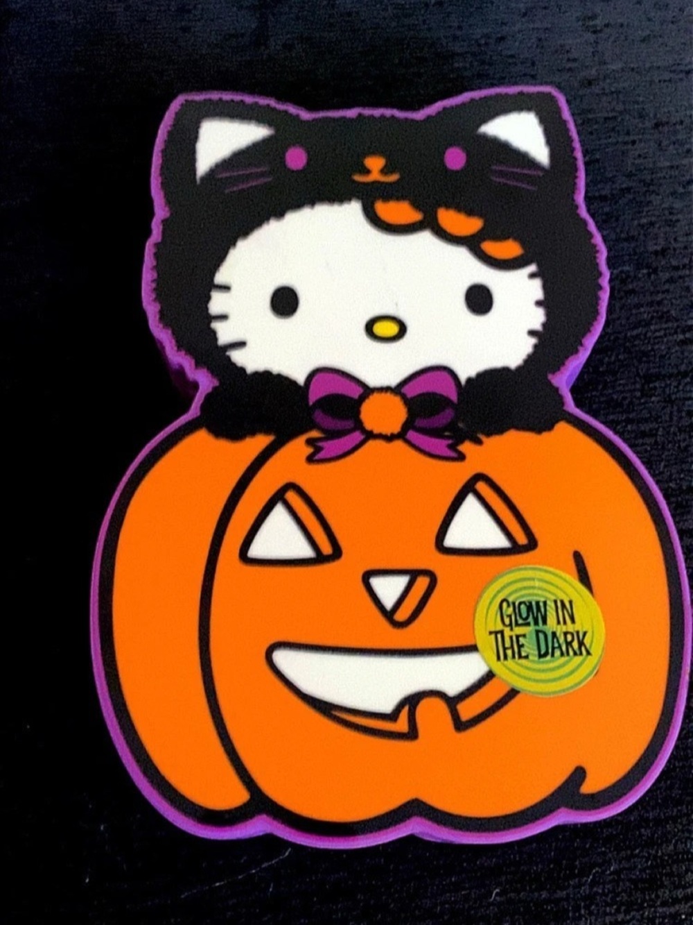 Sanrio Hello Kitty Black Cat Pumpkin Glow-in-the-Dark Wall Sign Pumpkin